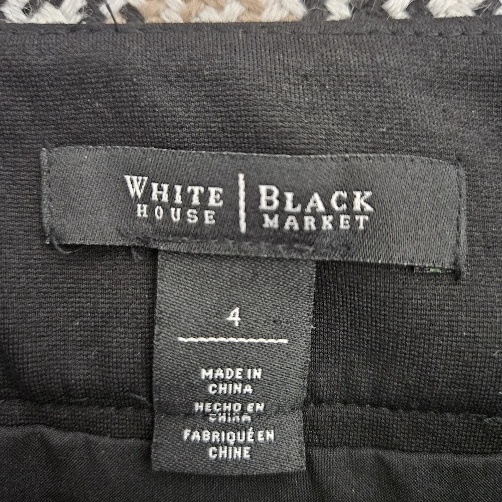 White House Black Market Straight Pencil Skirt Wool Plaid Tweed Lined Side Zip 4
